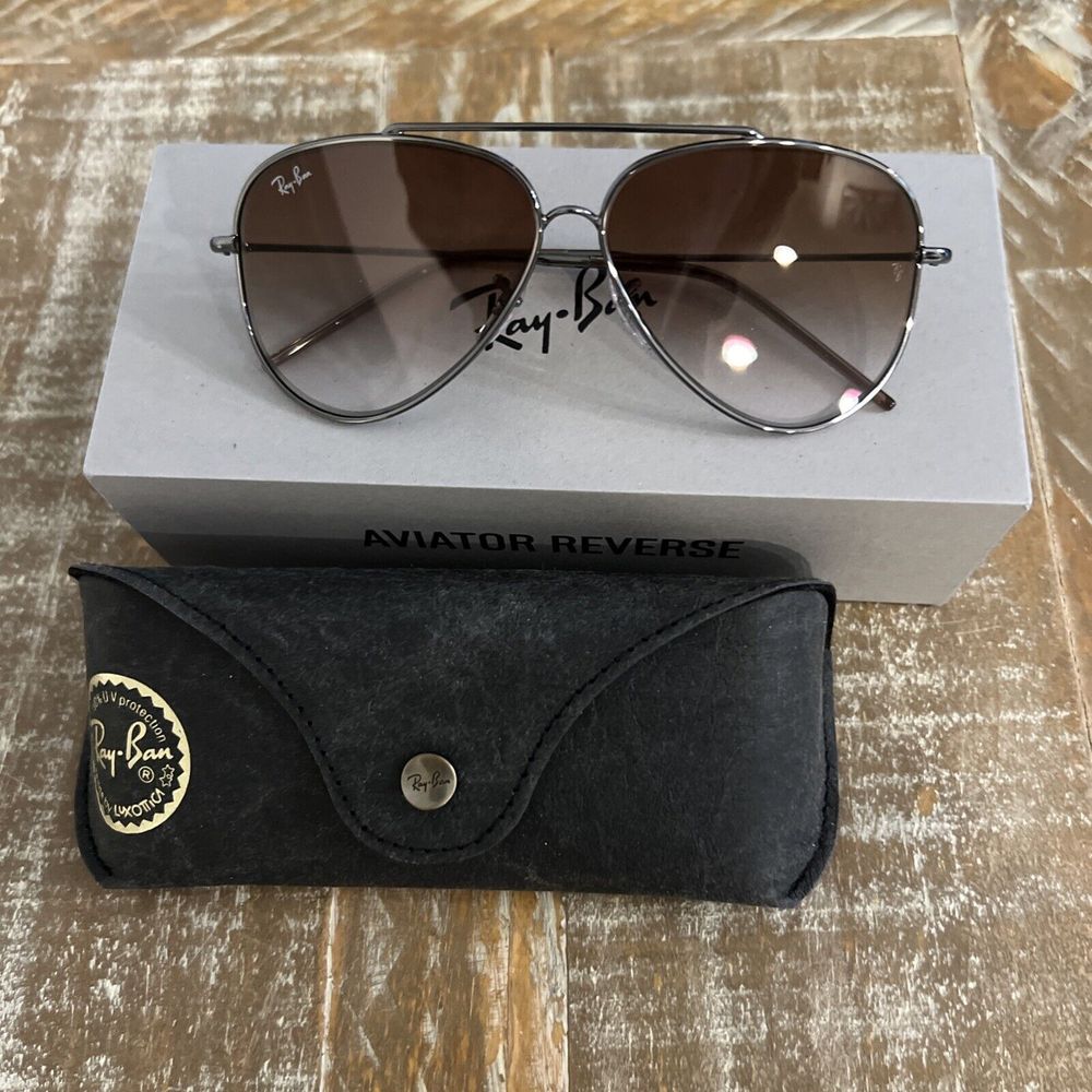 Ray-Ban Sunglasses Rbr0101s Aviator Reverse 004/Cb Gunmetal Brown Men Women